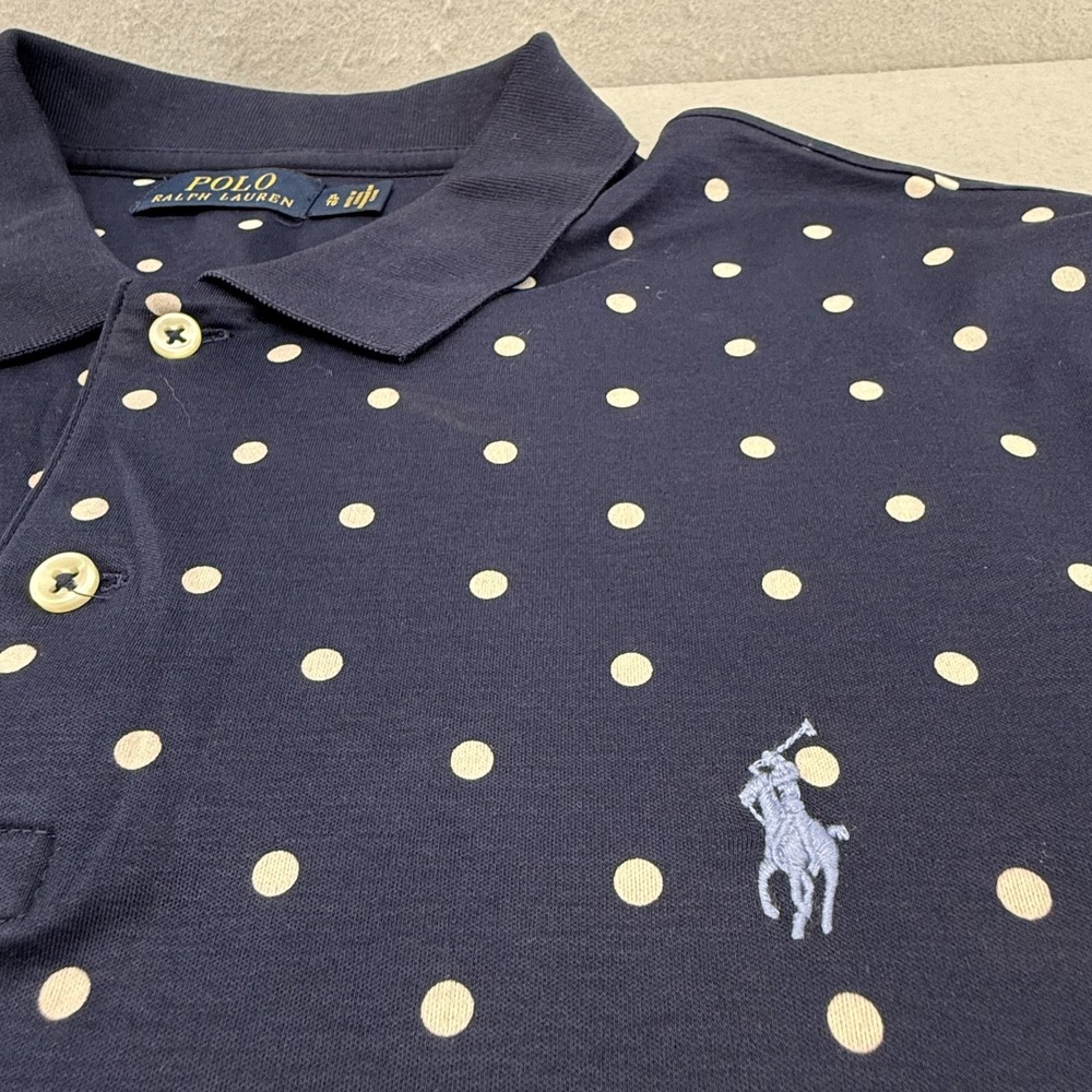Polo Ralph Lauren Polo Shirt Men's XL Navy Blue Polka Dot Soft Touch Pima Cotton - Picture 6 of 13